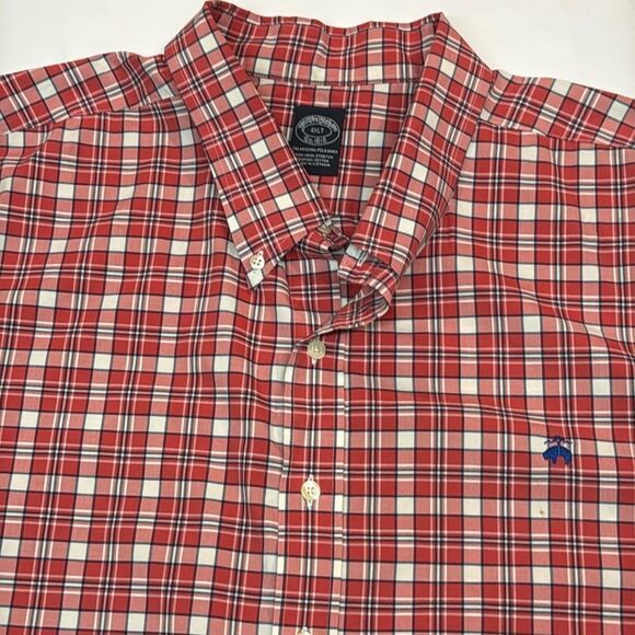 Brook’s Brothers 4XLT Plaid Short Sleeve button up shirt D28 - Picture 1 of 4